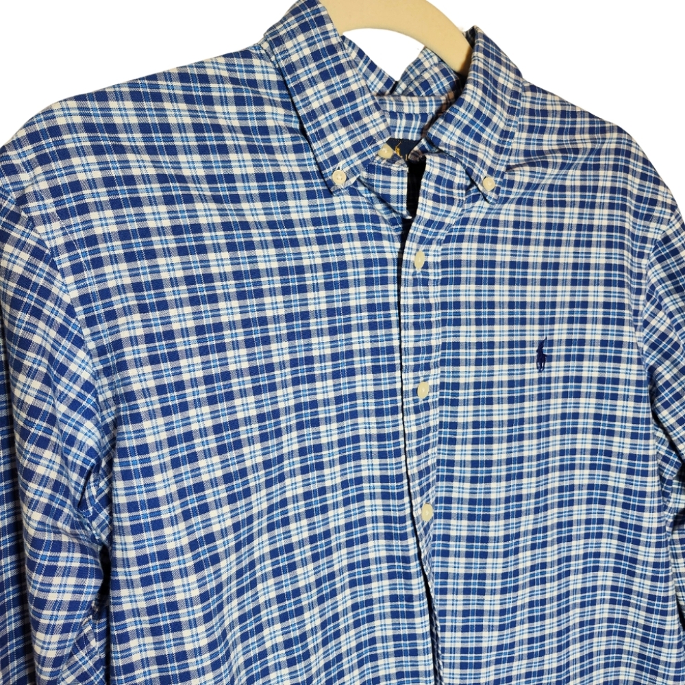 Ralph Lauren Blue Plaid Men's Long Sleeve Button Down Shirt